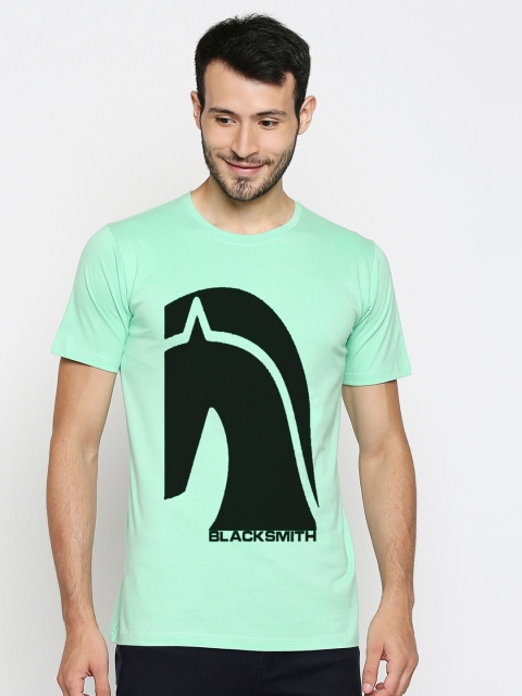 

Blacksmith Men Green Black Printed Bio Finish Pure Cotton T-shirt