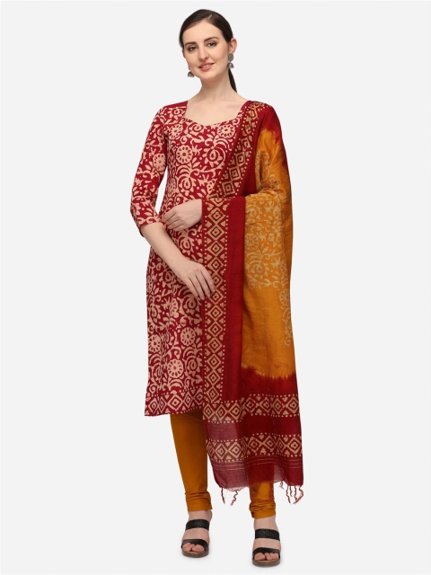 

Iris Maroon & Yellow Printed Pure Cotton Unstitched Dress Material