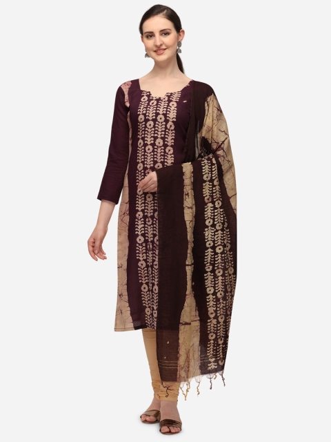 

Iris Brown & Cream-Coloured Printed Pure Cotton Unstitched Dress Material