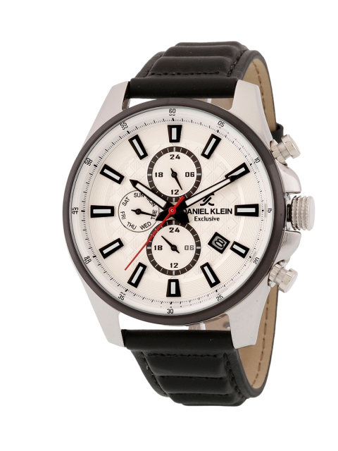 

Daniel Klein Men Silver-Toned Dial & Black Leather Straps Analogue Watch DK.1.12811-1