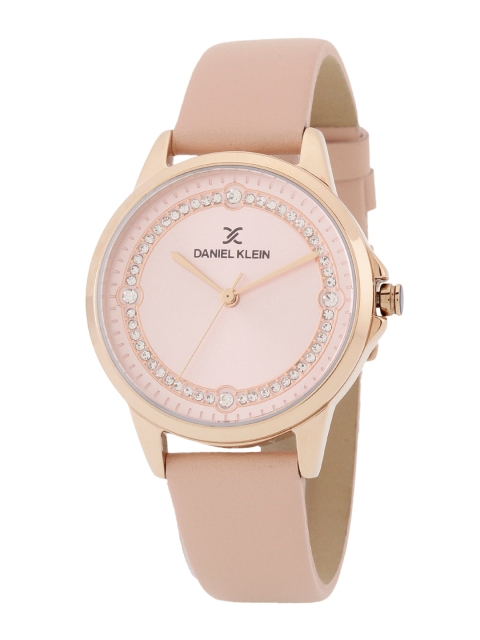 

Daniel Klein Women Rose Gold-Toned Embellished Dial & Pink Leather Straps Analogue Watch