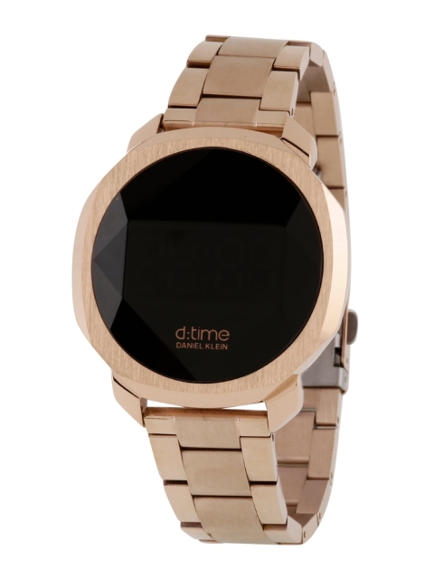 

Daniel Klein Men Black Dial & Rose Gold Toned Stainless Steel Bracelet Style Straps Digital Watch