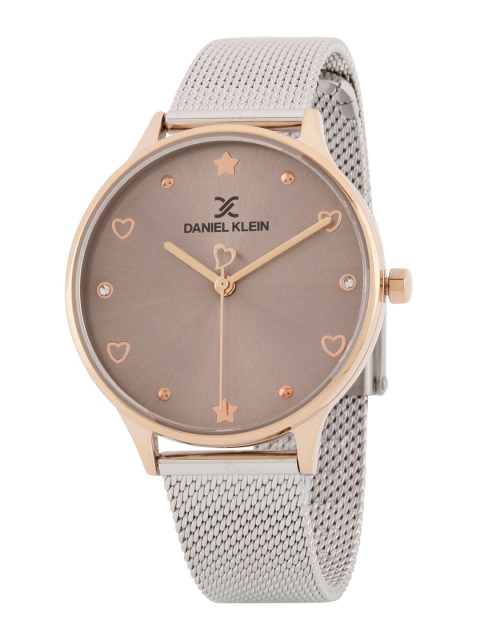 

Daniel Klein Women Copper-Toned Embellished Dial & Grey Bracelet Straps Analogue Watch