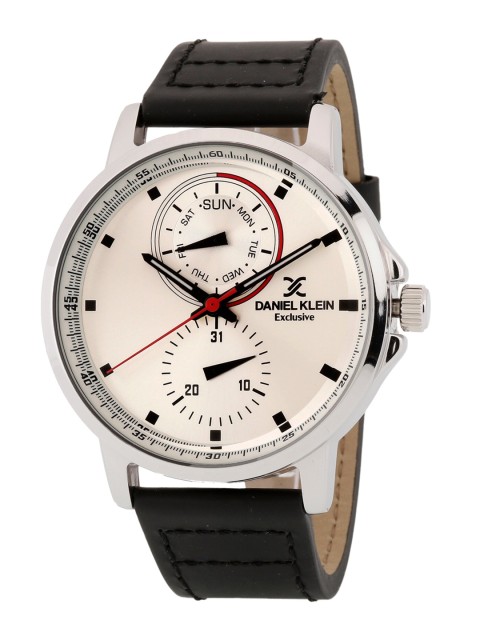 

Daniel Klein Men Silver-Toned Dial & Black Leather Straps Analogue Watch DK.1.12854-1