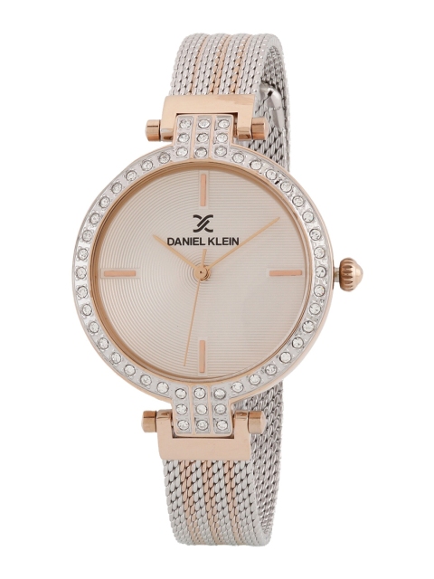 

Daniel Klein Women Silver-Toned Embellished Dial & Rose Gold Toned Bracelet Style Straps Analogue Watch