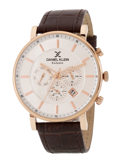 

Daniel Klein Men Gunmetal-Toned Dial & Brown Leather Straps Analogue Watch, Black