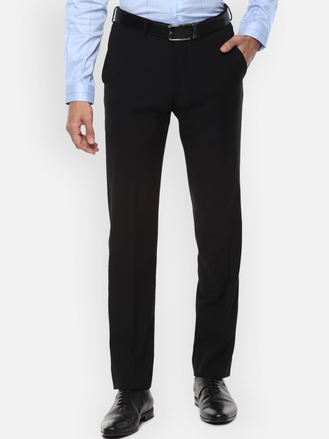 

Luxure by Louis Philippe Men Black Slim Fit Solid Formal Trousers