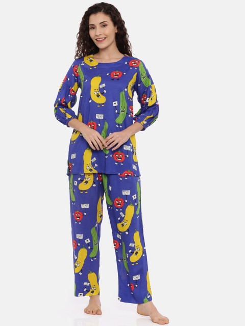 

Trundz Women Purple Printed Cotton Blend Nightsuit