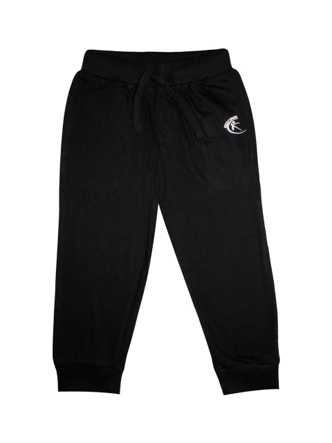 

KiddoPanti Kids Black Solid Pure Cotton Straight-Fit Joggers