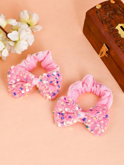 

Silvermerc Designs Girls Pink Sequin Bow Rubber Band Set of 2