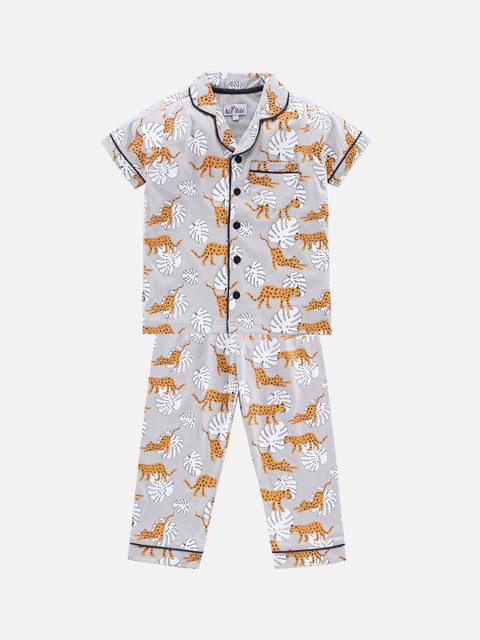 

Nite Flite Boys Grey & Yellow Printed Night suit