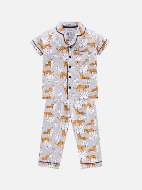 

Nite Flite Boys Grey & Yellow Printed Night suit