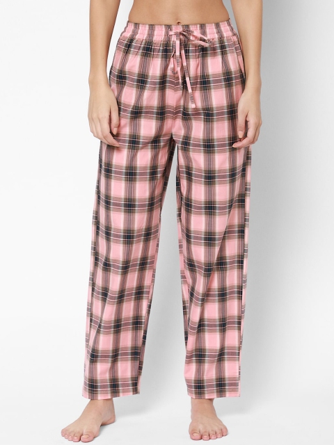 

HOUSE OF KKARMA Womens Pink Cotton Checked Pyjama