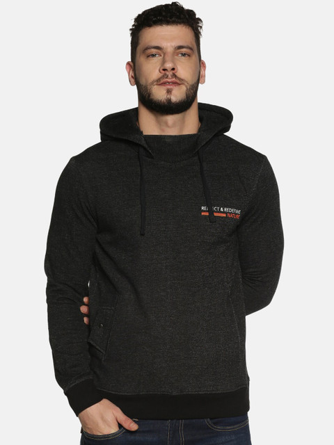

Soul Space Men Grey Melange Hooded Sweatshirt
