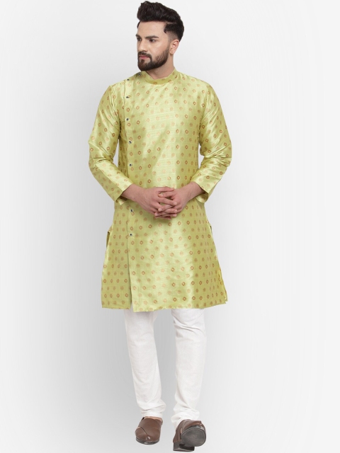 

KLOTTHE Men Green Ethnic Motifs Angrakha Kurta with Pyjamas