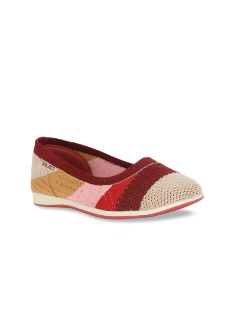 

FOOTONS Women Red Woven Design Slip-On Sneakers