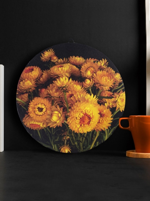 

THE ARTMENT Yellow & Black Mums Of Fall Hand-Painted Matte Canvas Wall Art