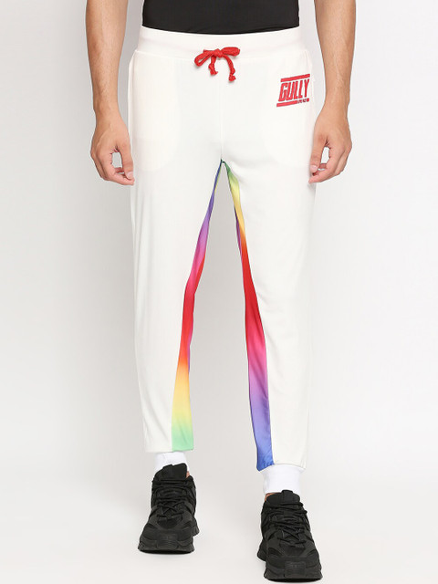 

GULLY Men White colourblocked Solid Slim-Fit Joggers
