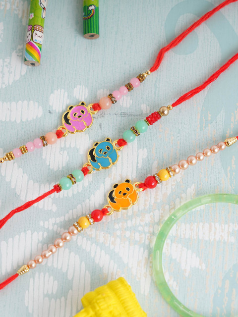 

TIED RIBBONS Kids Unisex Set of 3 Boys Kids Spiderman & Superman Rakhi with Roli Chawal, Multi