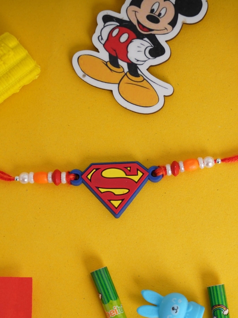 

TIED RIBBONS Multicoloured Kids Superman Rakhi with Roli Chawal, Multi