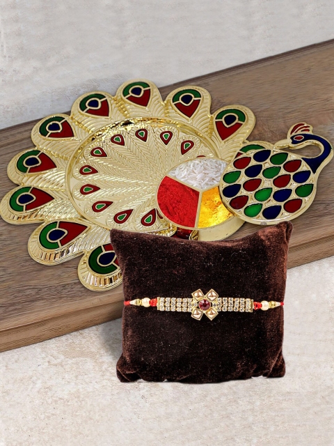 

TIED RIBBONS 2 Pcs Multicoloured Peacock Rakhi Gift Set, Multi