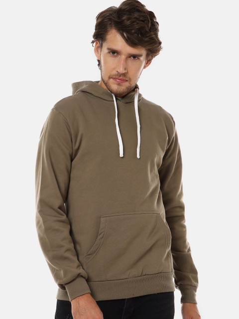 

Campus Sutra Men Olive Green Pure Cotton Hooded Sweatshirt
