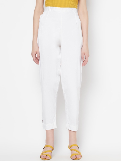 

Purple State Women White Peg Trousers