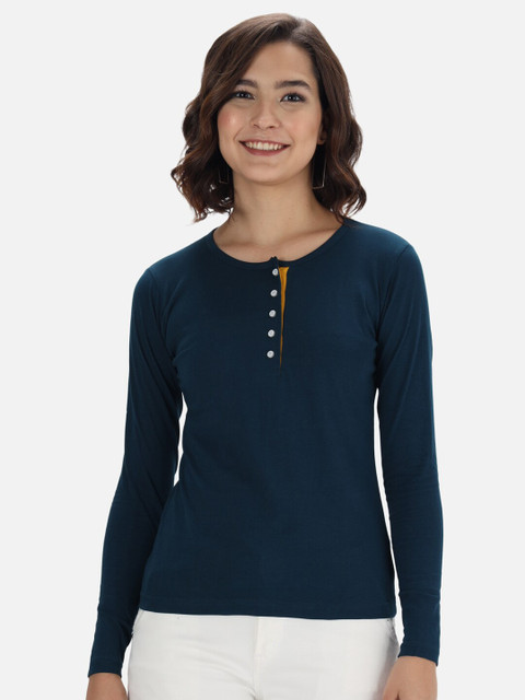 

The Dry State Women Navy Blue Slim Fit T-shirt