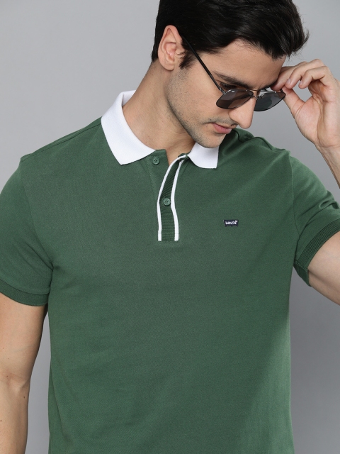 

Levis Men Green Contrast Polo Collar T-shirt
