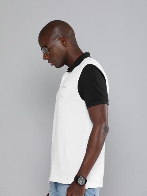 

Levis Men White Black Solid Polo Collar Pure Cotton T-shirt