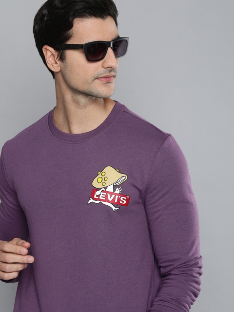 

Levis Men Purple Brand Logo Printed Round Neck Sweatshirt