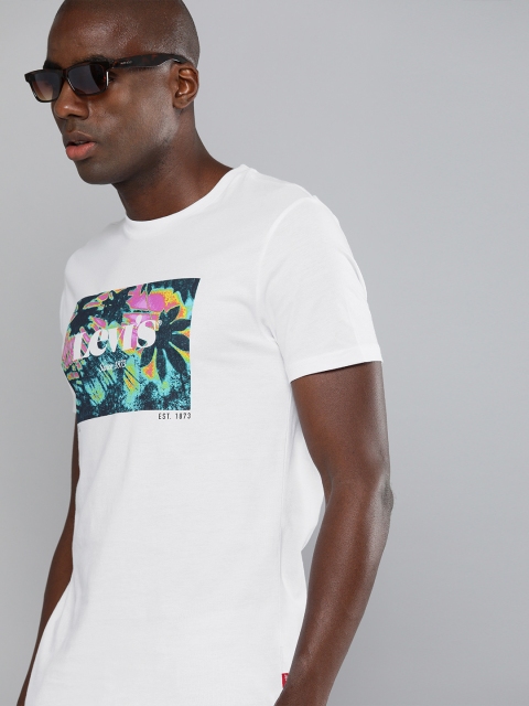 

Levis Men White Printed Pure Cotton T-shirt
