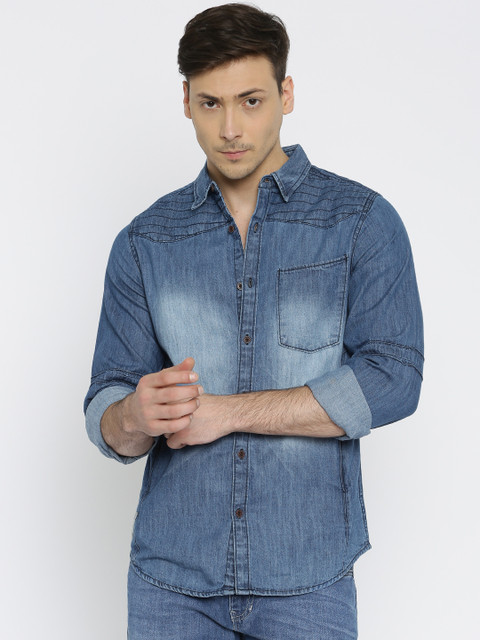 

Roadster Men Blue Faded Casual Shirt
