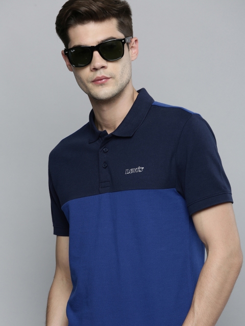 

Levis Men Blue Colourblocked Polo Collar Pure Cotton T-shirt