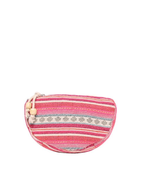 

ASTRID Women Pink & White Colourblocked Canvas Zip Around Wallet