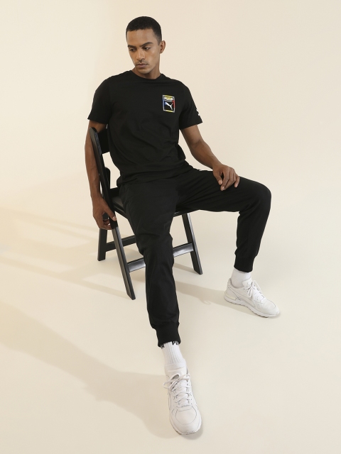 

Puma Men Black Graphic Box Brand Logo Printed Pure Cotton T-shirt
