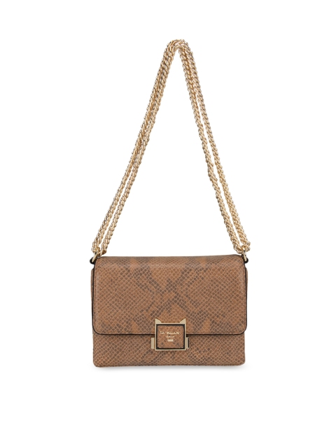 

Da Milano Grey & Brown Animal Textured Leather Structured Sling Bag