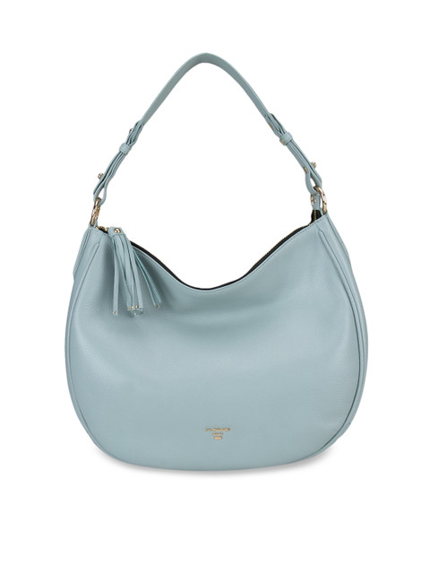 

Da Milano Blue Leather Half Moon Tasselled Hobo Bag