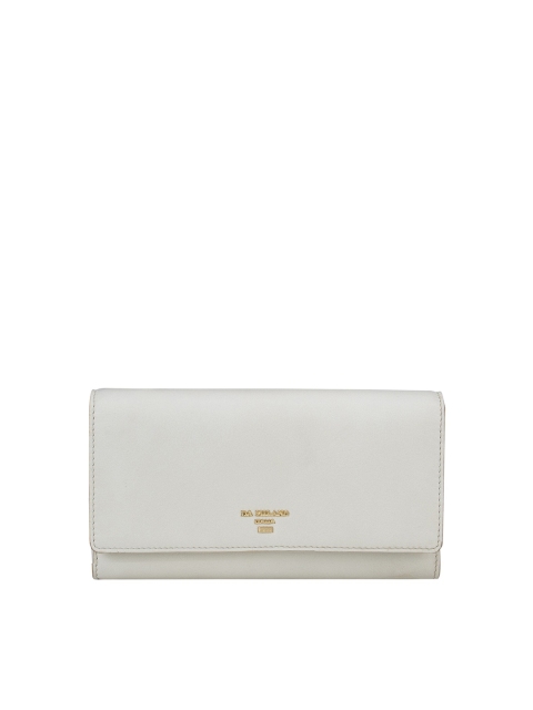 

Da Milano Women White Solid Three Fold Wallet