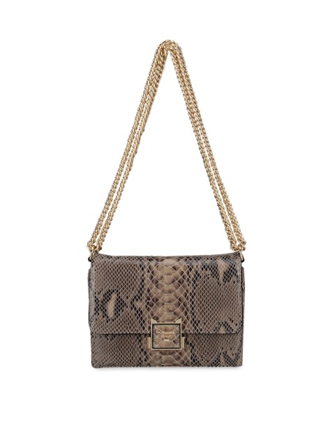 

Da Milano Taupe & Brown Animal Textured Leather Structured Sling Bag