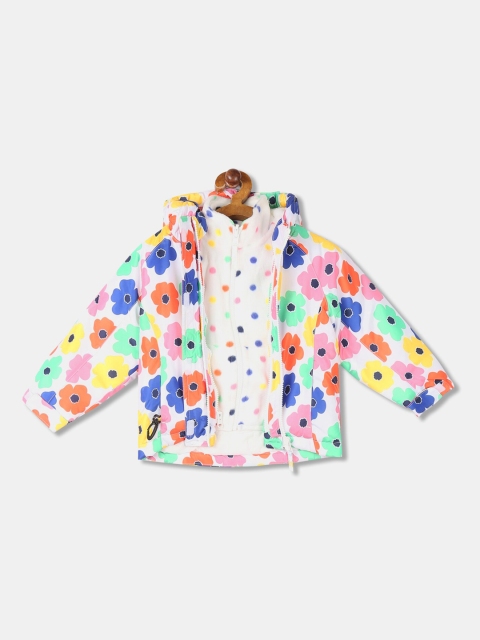 

The Childrens Place Girls White Floral Printed 3 In 1 Jacket