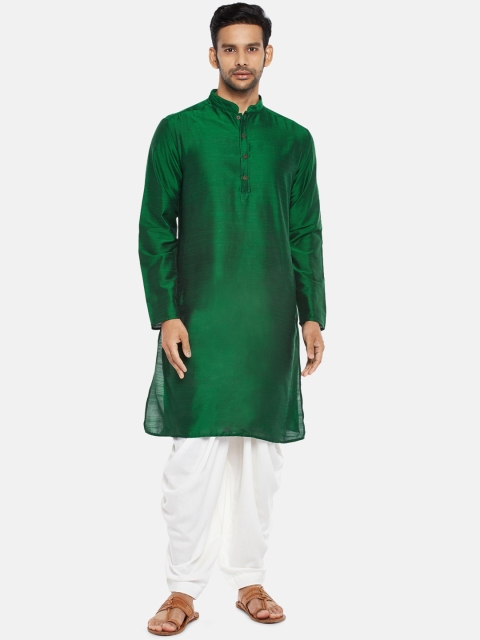 

indus route by Pantaloons Men Green Woven Design Kurta