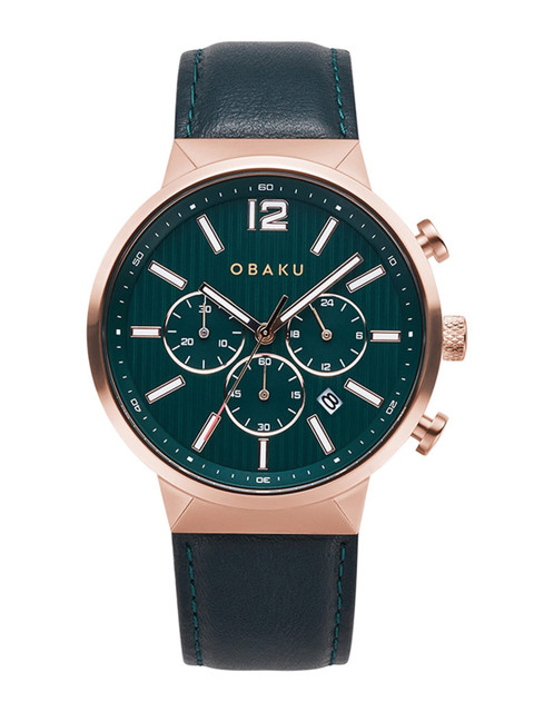 

Obaku Men Green Brass Dial & Green Leather Straps Analogue Watch V180GCVERE