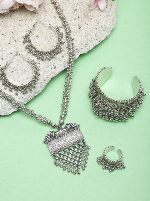 

NEUDIS Oxidised Silver-Plated Statement Jewellery Set
