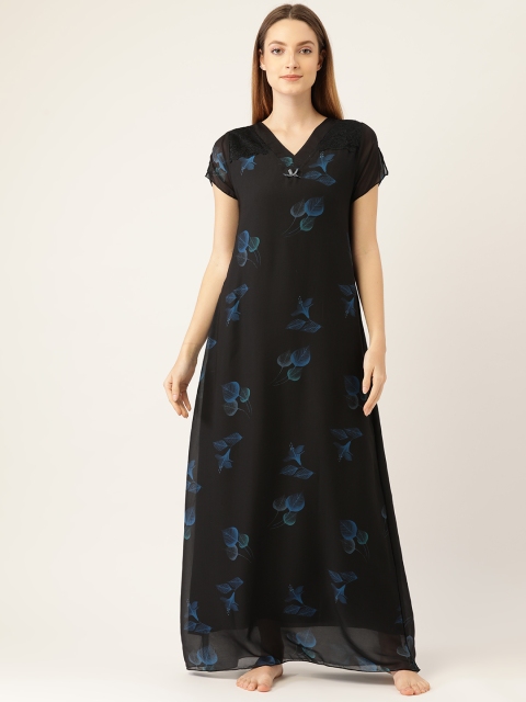 

Sweet Dreams Black Printed Maxi Nightdress
