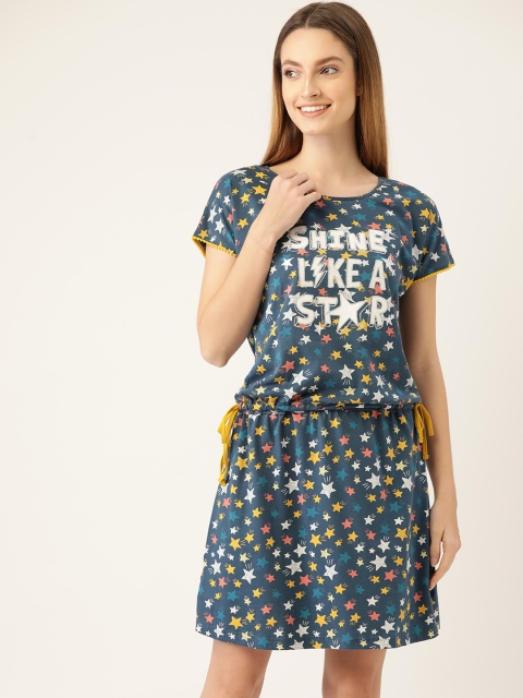 

Sweet Dreams Navy Blue Pure Cotton Printed Nightdress