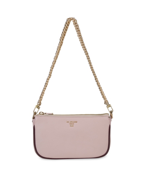 

Da Milano Pink & Burgundy Colourblocked Leather Structured Sling Bag