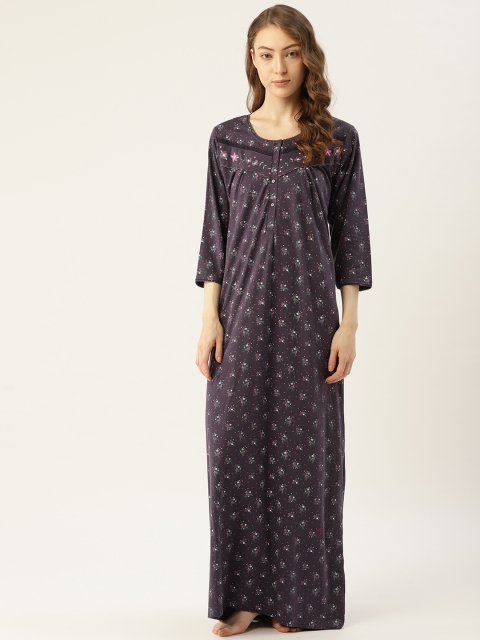 

Sweet Dreams Charcoal Grey Floral Print Maxi Nightdress