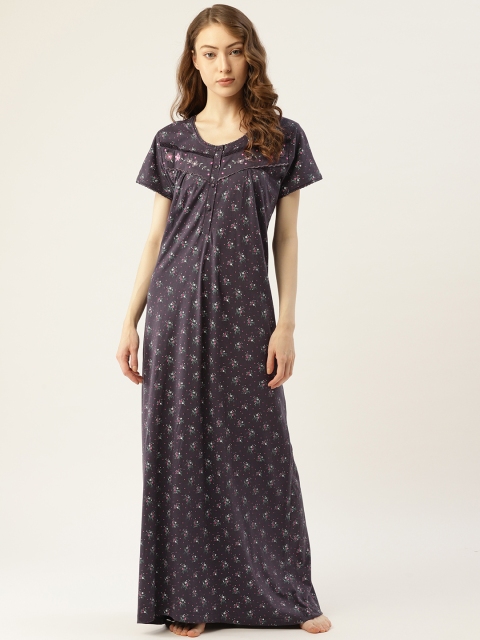 

Sweet Dreams Charcoal Grey & Pink Floral Print Maxi Nightdress