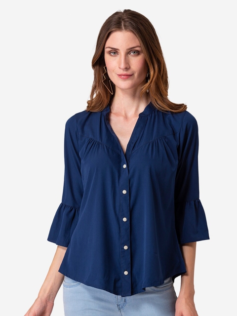 

Modriba Navy Blue Mandarin Collar Tunic